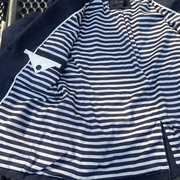 J. CREW Rhodes Navy Blue Blazer 100% Linen Nautical Crest Gold Buttons Size 6 - Picture 14 of 16